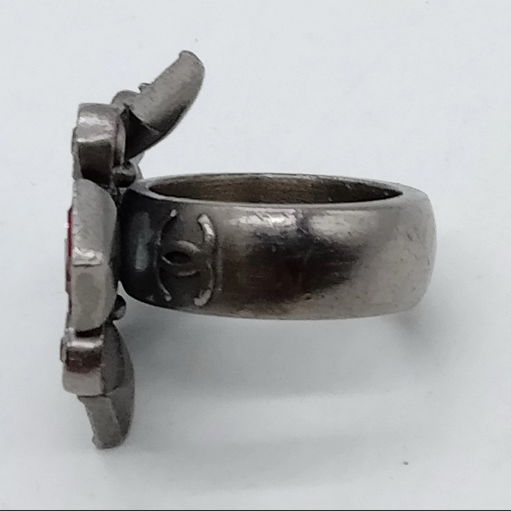 Authentic Chanel Red And Silver Statement Ring - image 3